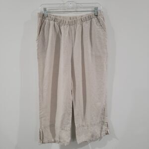 Match Point Womens Linen Cropped Pants Size Small Beige‎ Neutral Coastal